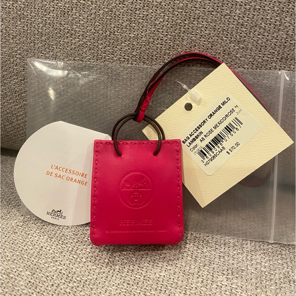 New Hermes Milo Leather Swift Tote Bag Charm Accessory